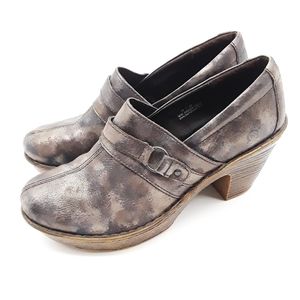 Born Brown Clog Wooden Look Heels Size 11
